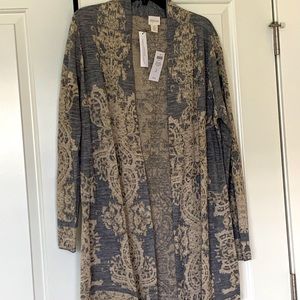 Chico’s 3/4- length paisley sweater